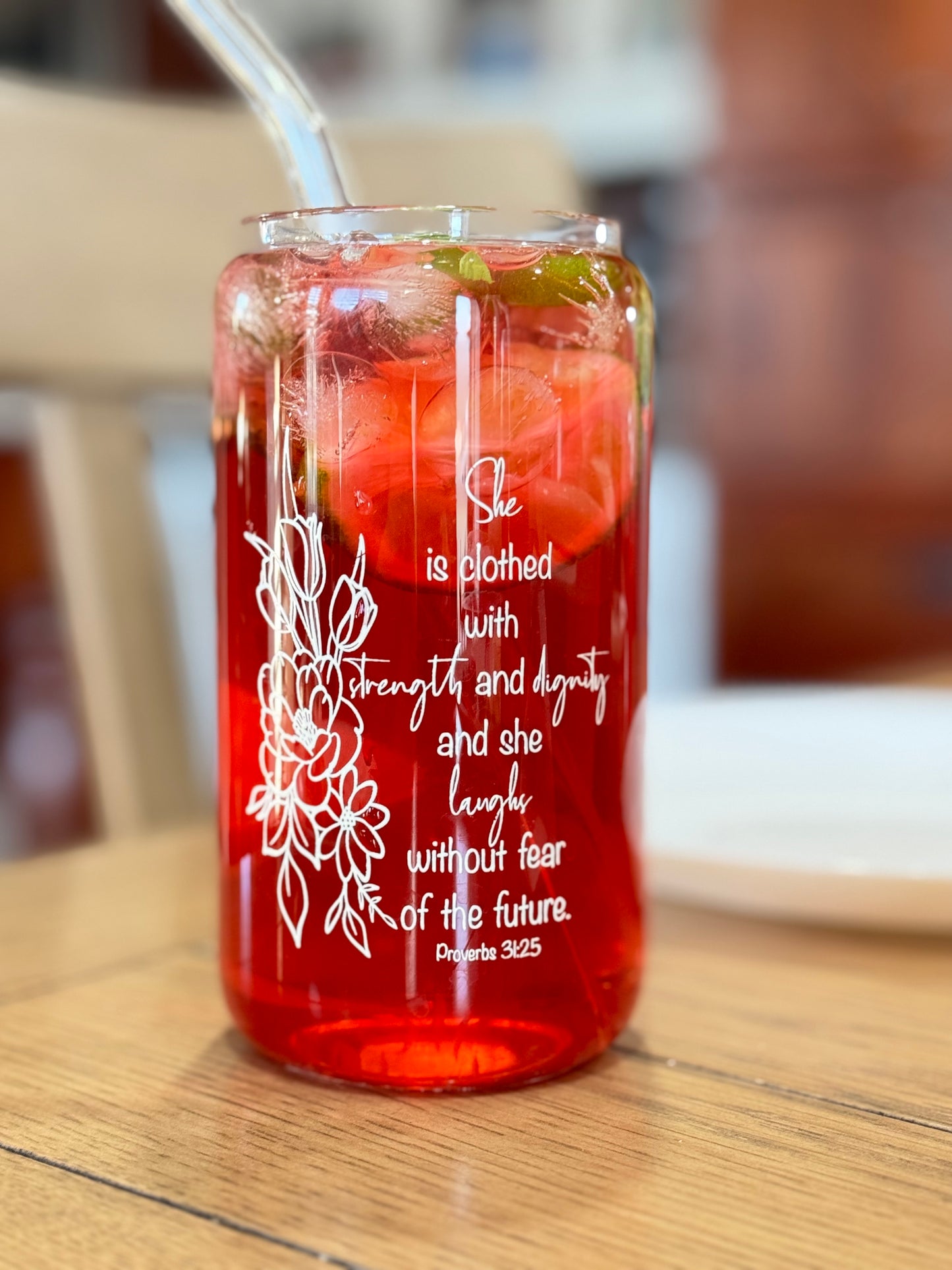 Glass Tumbler with Bible Verse