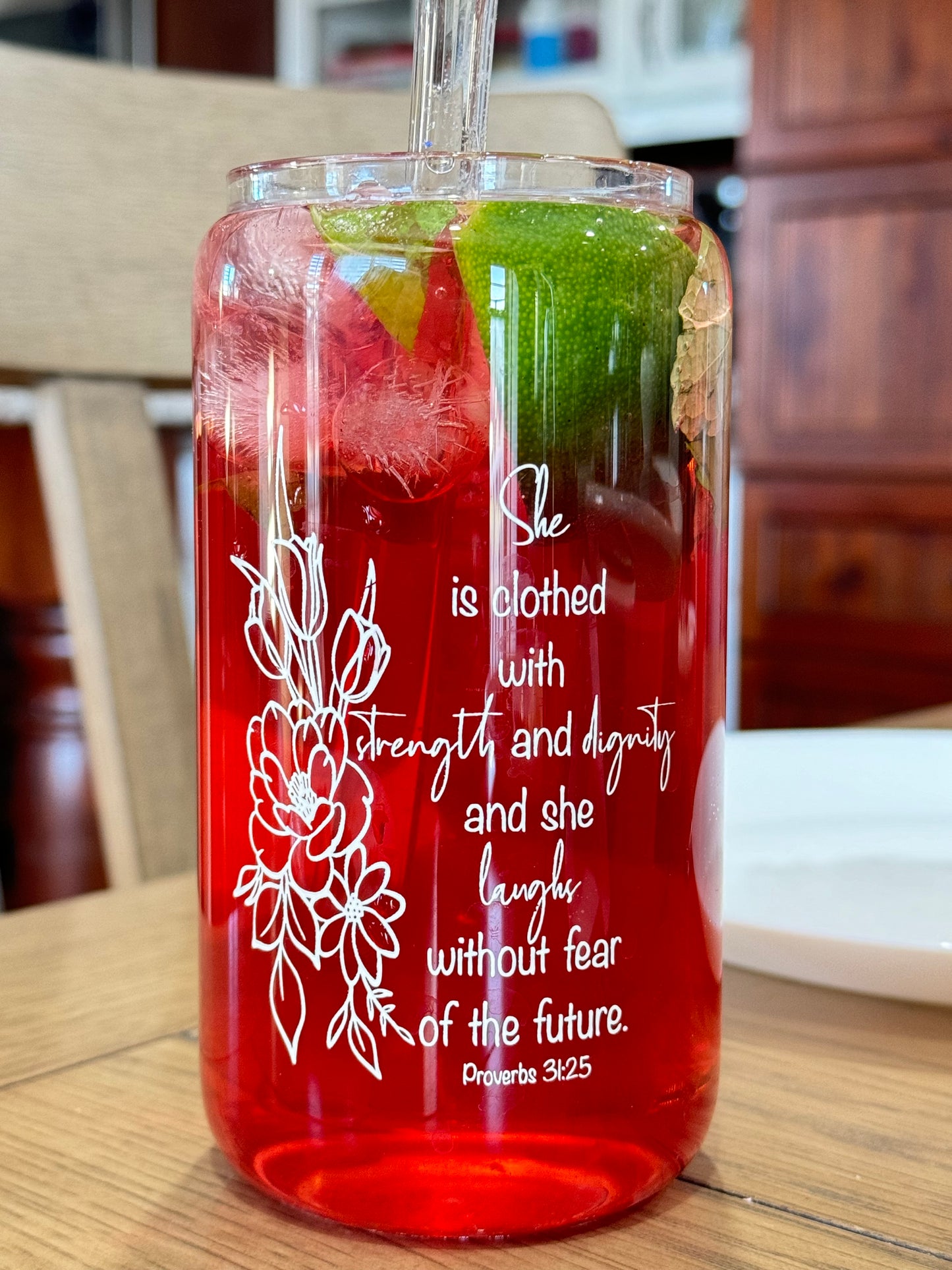 Glass Tumbler with Bible Verse