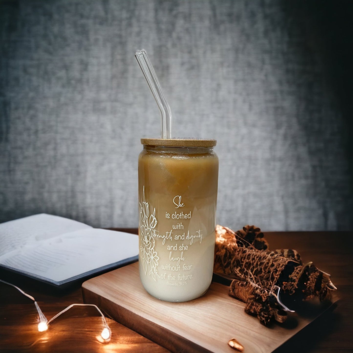 Glass Tumbler with Bible Verse