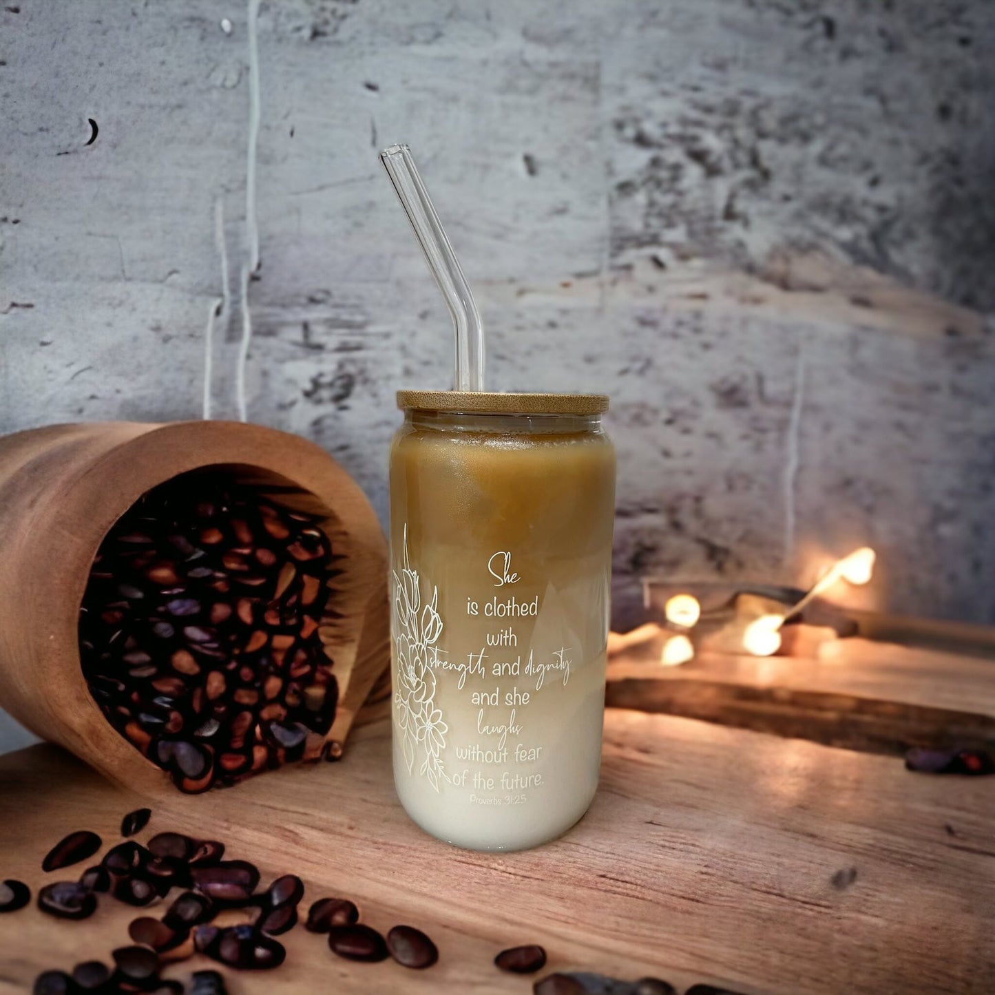 Glass Tumbler with Bible Verse