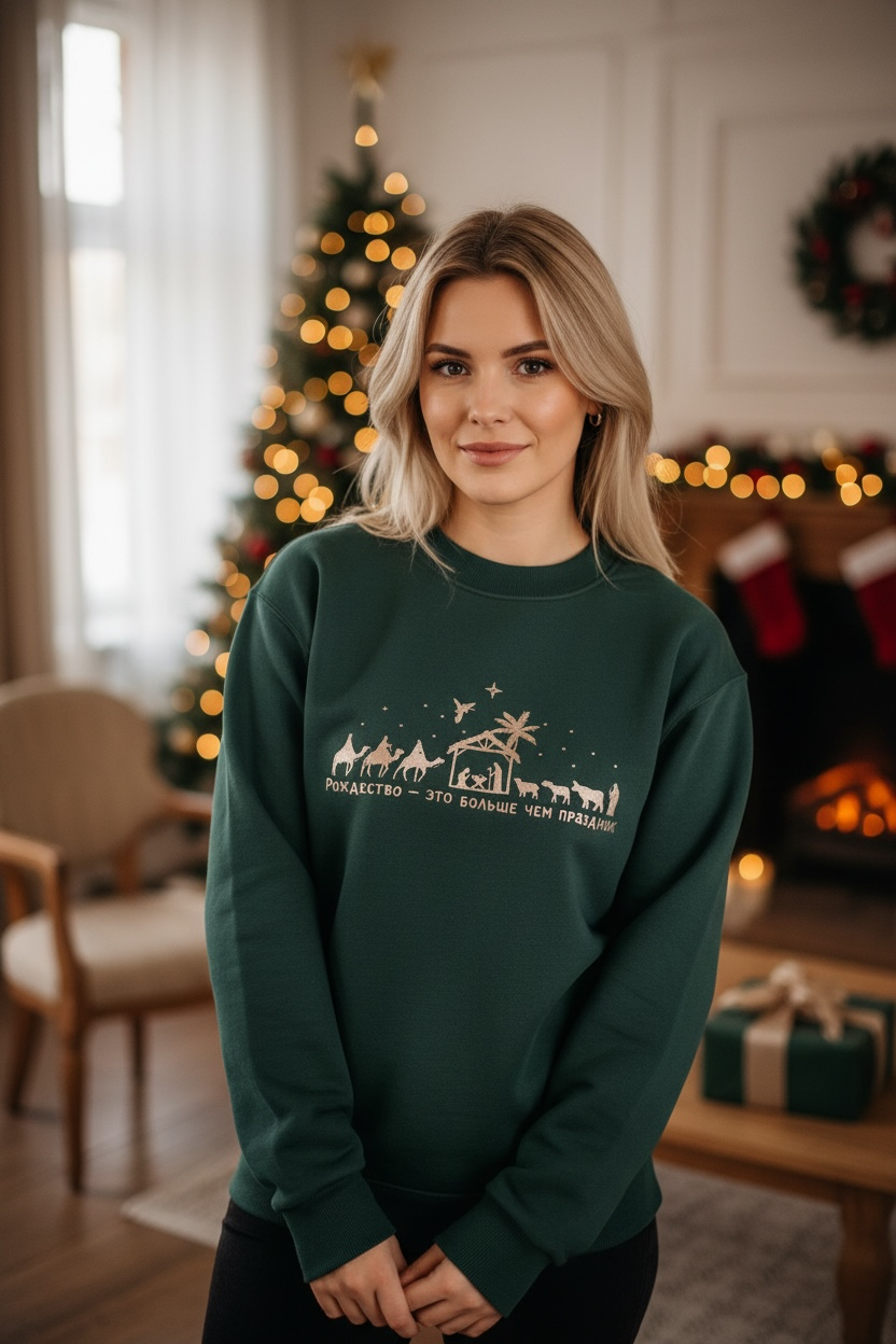 Рождественский Свитшот с Вышивкой