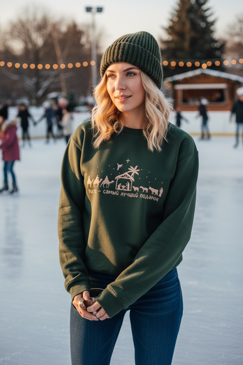 Рождественский Свитшот с Вышивкой