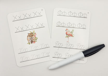 Handwriting practice sides with a marker — Russian alphabet cards