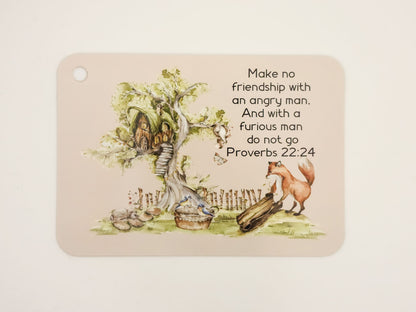 Proverbs 22:24 verse card with a squirrel — English Bible verse cards